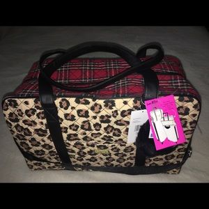 Betsey Johnson Leopard Plaid Weekender Travel Bag
